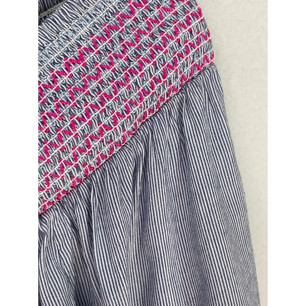 INC Off the Shoulder Blue with Hot Pink Embroidered Smocked Size S Bohemian Chic - Picture 5 of 10